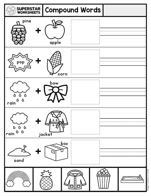 Engaging compound words practice sheet for young readers Worksheet for practicing the formation of compound words for second graders