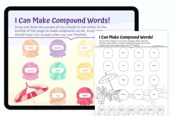 Make Compound Words practice sheet for young learners Worksheet for practicing compound words in second grade reading