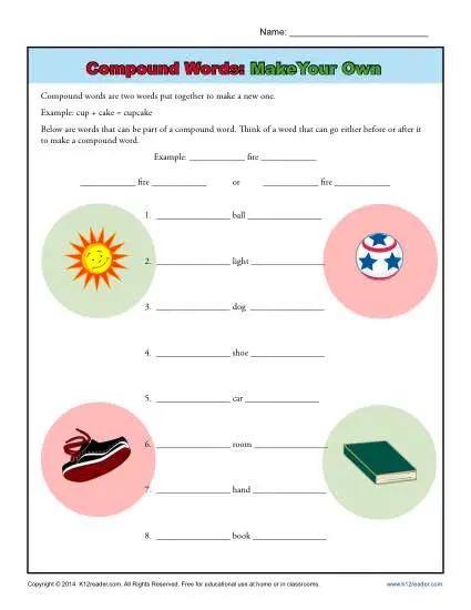 Engaging Make Compound Words worksheet for reading practice Worksheet for practicing the formation of compound words for second graders