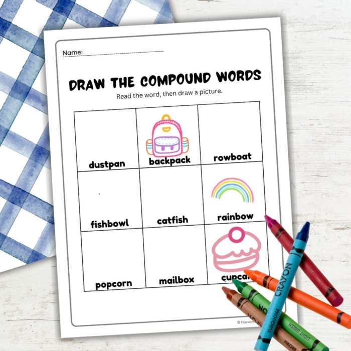 Make Compound Words Worksheet - Image 15 Worksheet for practicing the creation of compound words for second graders