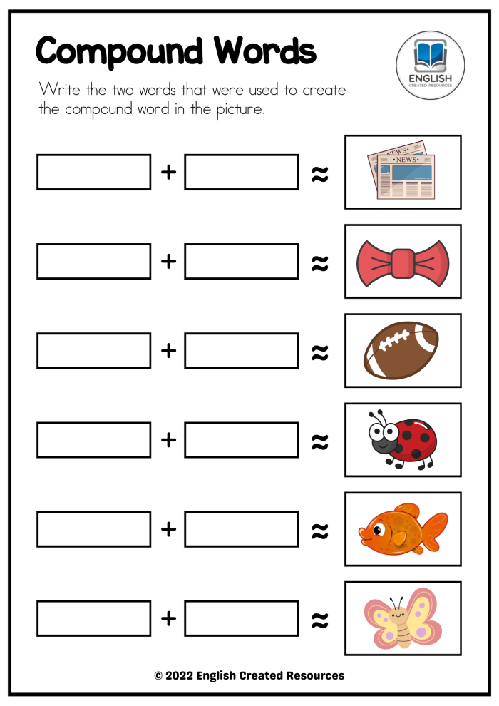 Make Compound Words Practice Sheet for Second Graders Worksheet for practicing compound words in second grade reading