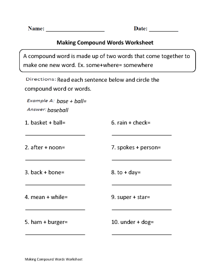 Make Compound Words worksheet for engaging reading activities Worksheet for practicing compound words for second graders