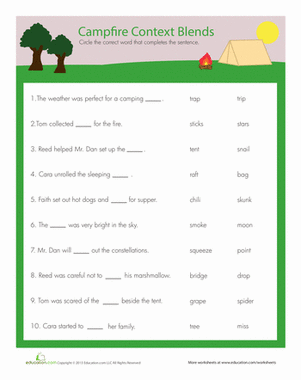 Consonant Blends in Context Worksheet Number 10 Second grade student completing a consonant blends sentence exercise