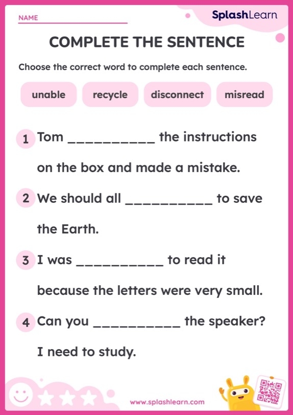 Consonant Blends in Context Worksheet Number Four Second grade student completing a sentence by identifying the correct consonant blend in context