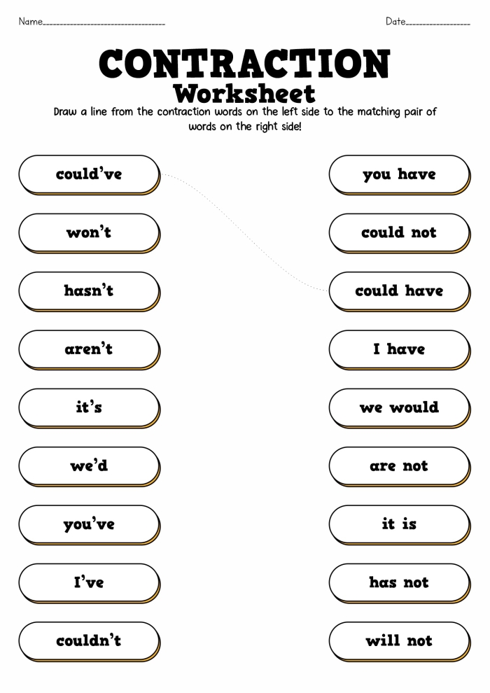 Crystal Clear Contractions Grammar Worksheet Number 23 Second grade students learning grammar by completing a Crystal Clear Contractions worksheet