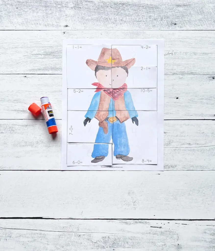Colorful cowboy worksheet with a ruler for second graders to practice measurement