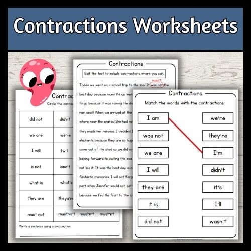 Crystal Clear Contractions worksheet for second grade grammar practice Second grade students practicing grammar with a Crystal Clear Contractions worksheet