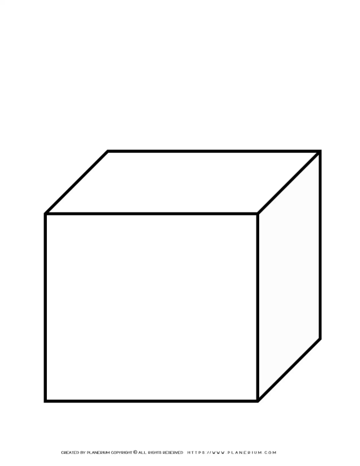 A printable cube cut-out template for second grade students to fold and create a three-dimensional paper cube for geometry learning