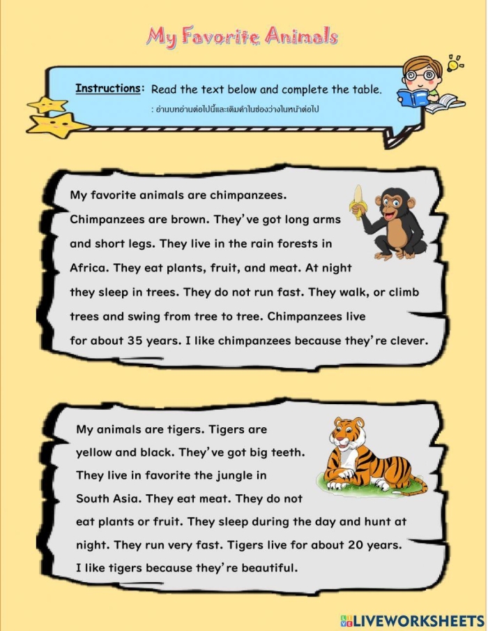 A second-grade student writing about their favorite animal on a worksheet focused on decimals