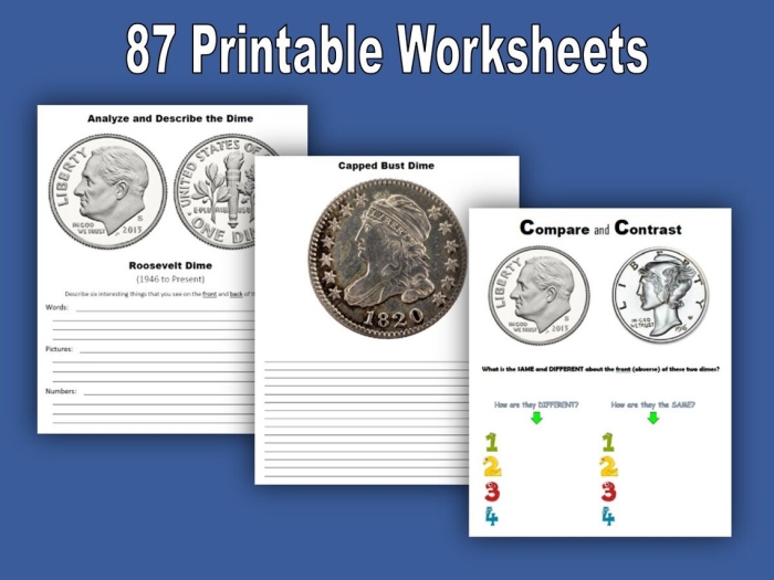 Worksheet guiding second graders on the concept of a dime for place value practice