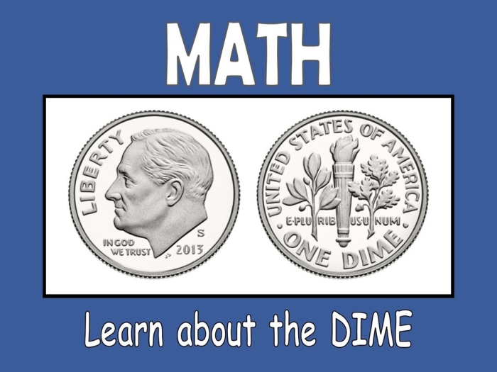 Worksheet for second graders to learn about dimes and their place value