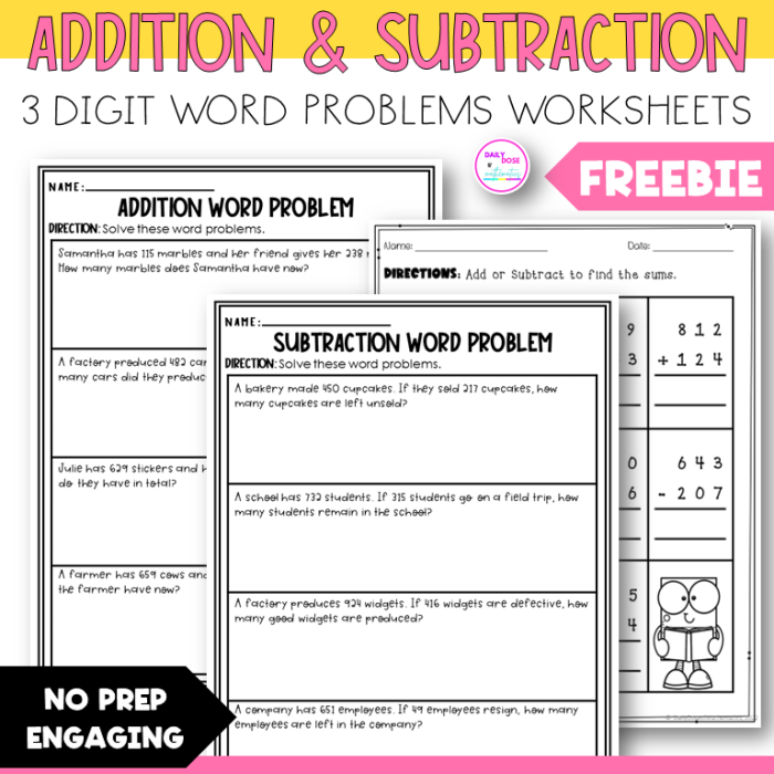 Worksheet featuring engaging 3-digit addition word problems with dinosaurs for second graders