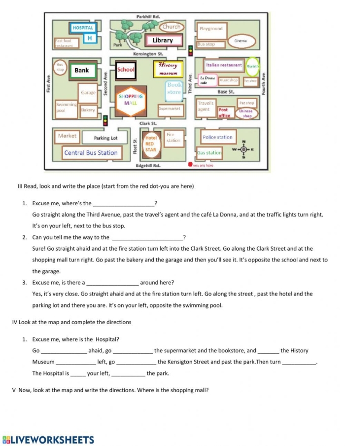 Geometry worksheet for Second Grade Students practicing directional skills in a worksheet to guide Joyce to the fair. Second grade geometry activity focusing on giving step-by-step directions.