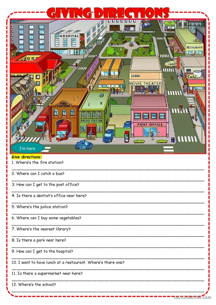 Step-by-step directions challenge for second graders in geometry class Students working on the Practice Giving Directions worksheet to guide Joyce to the fair