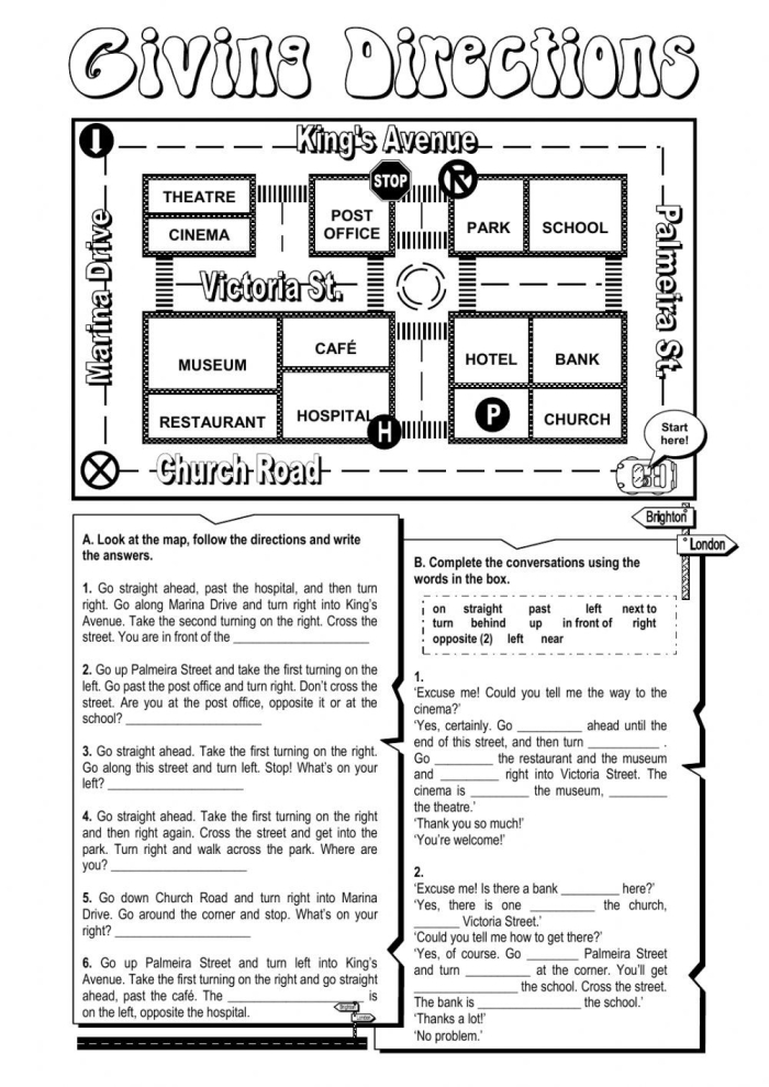 Geometry worksheet for Second Grade Students working on the Practice Giving Directions worksheet to guide Joyce to the fair. A second-grade geometry activity focused on directional skills.