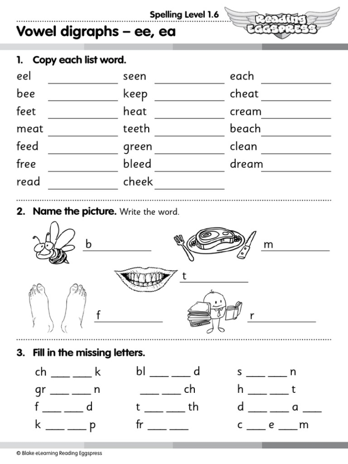 Enhance reading skills with this engaging 'ea' worksheet for young learners Worksheet for practicing vowel digraphs with 'ea' words for second graders