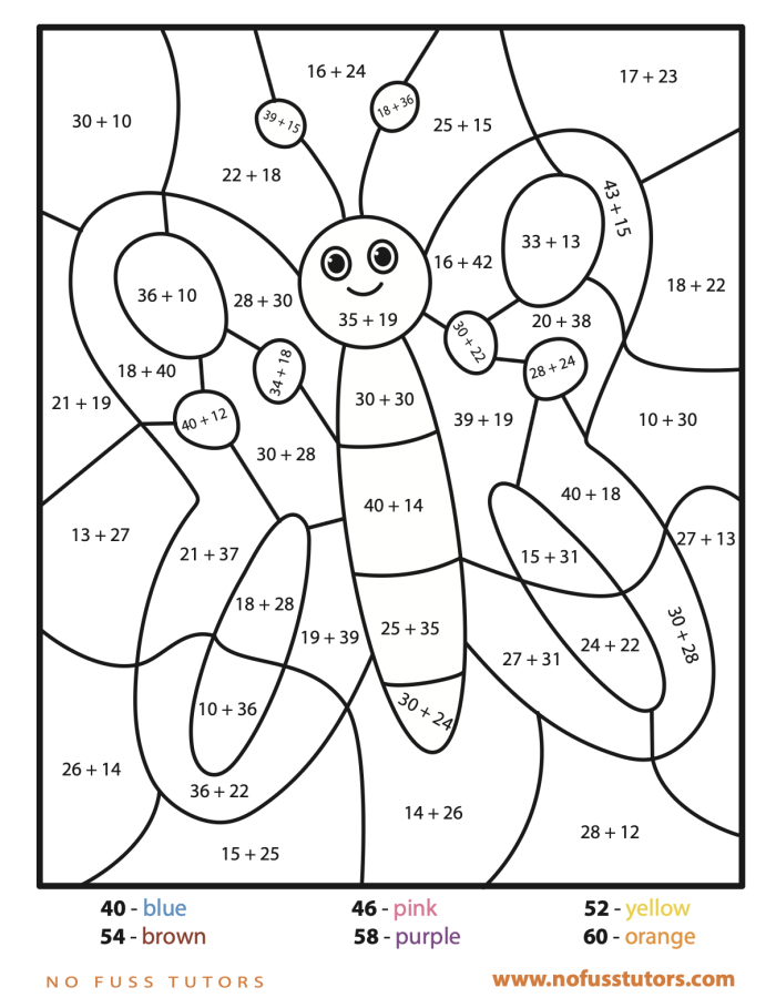 Easter Math Practice: Two-Digit Addition Exercises for Young Learners Second grade Easter-themed worksheet with two-digit addition problems featuring spring illustrations and bunny decorations