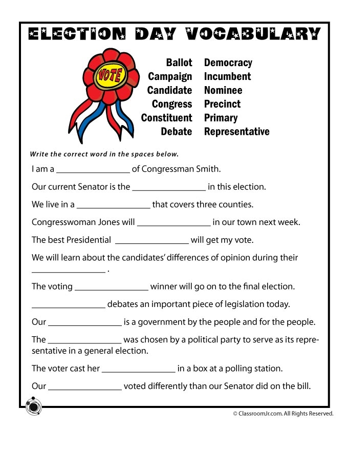 What Is an Election Learning Activity for Young Learners Second grade civics worksheet teaching students about elections and voting concepts