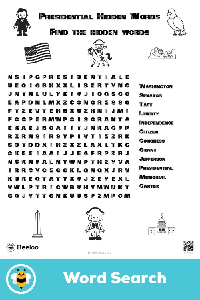 Second grade students solving an election-themed presidential word search puzzle worksheet