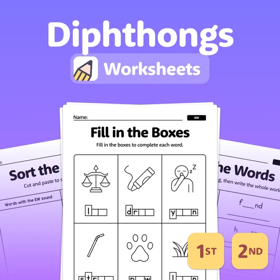 Worksheet for practicing reading "ew" words in sentences for second graders