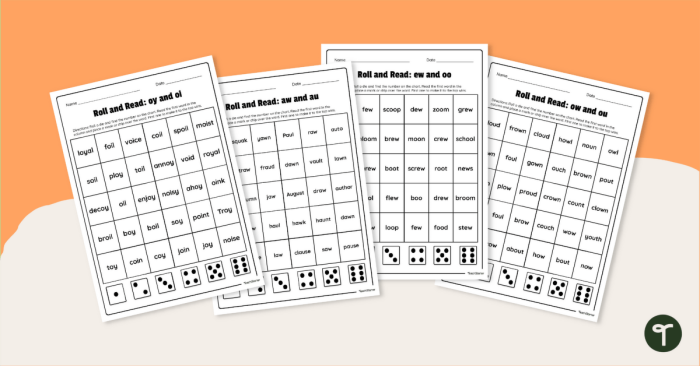 Second grade worksheet for practicing reading vowel diphthongs with "ew" words