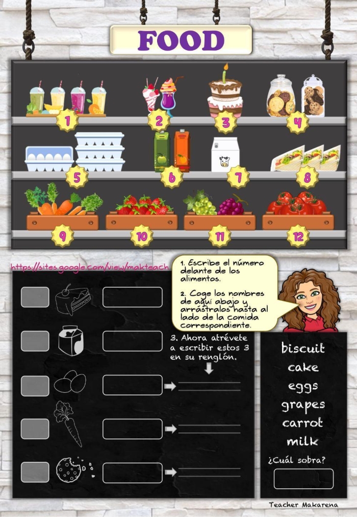 Geography worksheet for Second Grade Food Map worksheet activity for second graders, featuring images of local edible exports. Engaging geography lesson to help children learn about local resources through a fun food map.