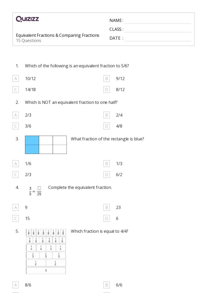 Worksheet featuring visuals for comparing fractions to aid second graders in understanding the concept