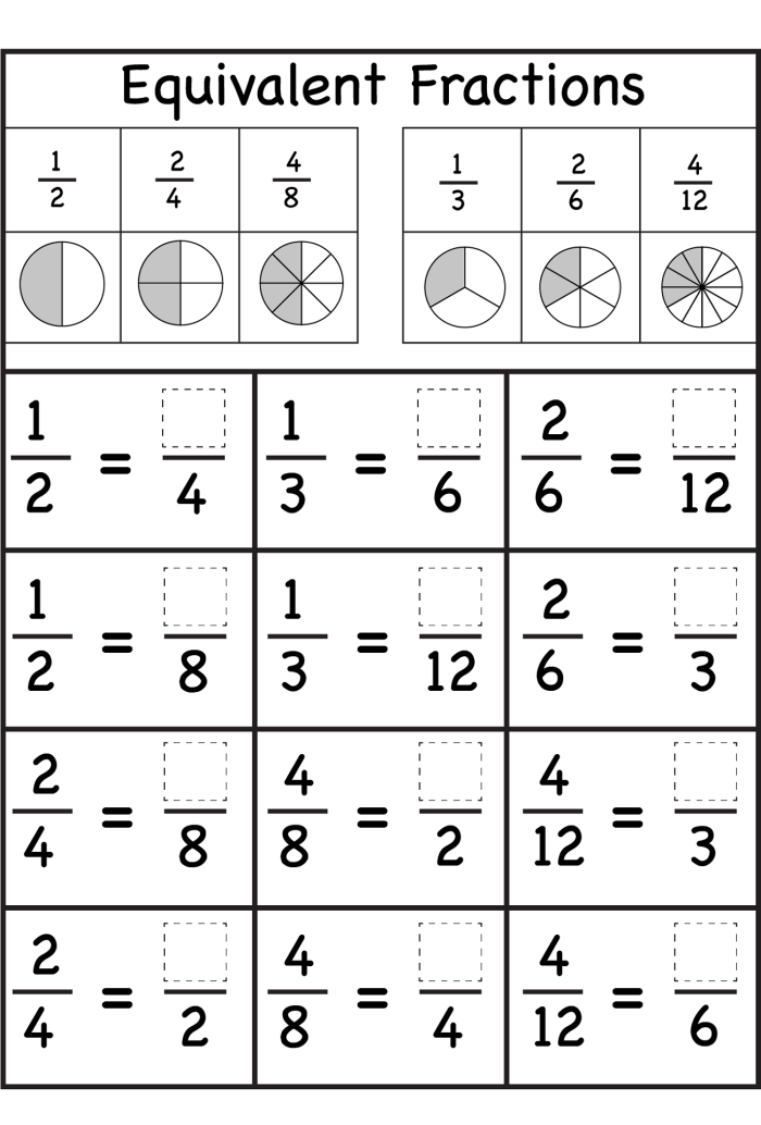 Worksheet for second graders to practice identifying fractions with various objects