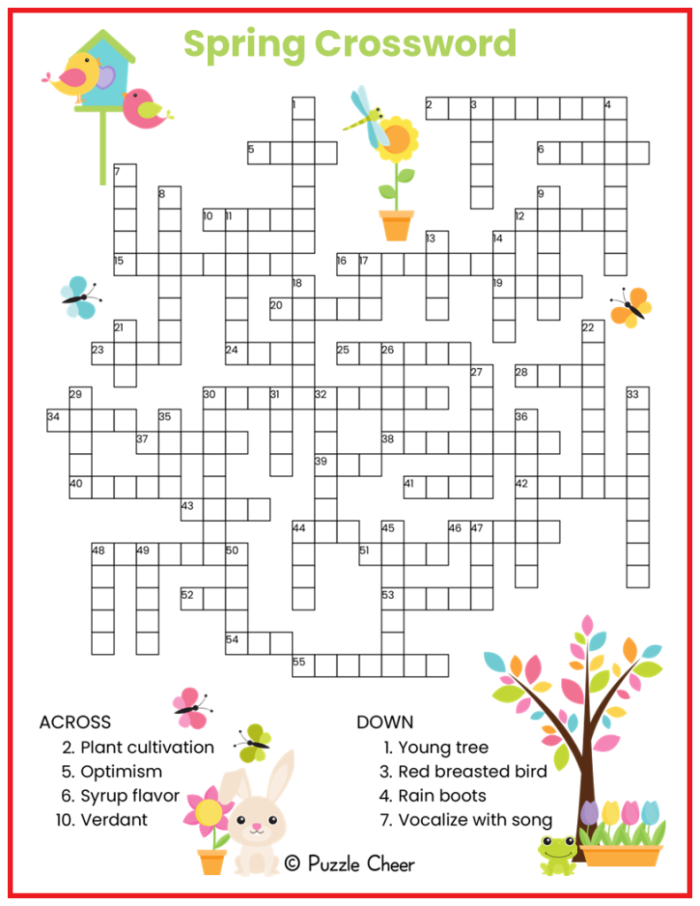 Second grade students solving a spring themed crossword puzzle worksheet about fractions