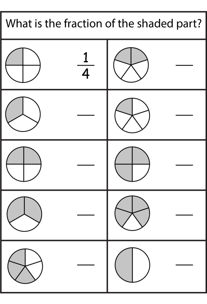 Fraction Practice: Find 1/2 worksheet for second grade students Worksheet for practicing the fraction 1/2 with visual examples for second graders