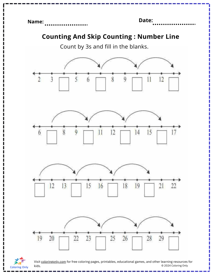 Second grade math worksheet featuring a friendly frog illustrating skip counting by fives