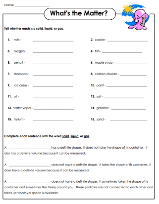 Matter Mixup: What Is a Gas? worksheet image 23 Children's worksheet for identifying gases in everyday objects