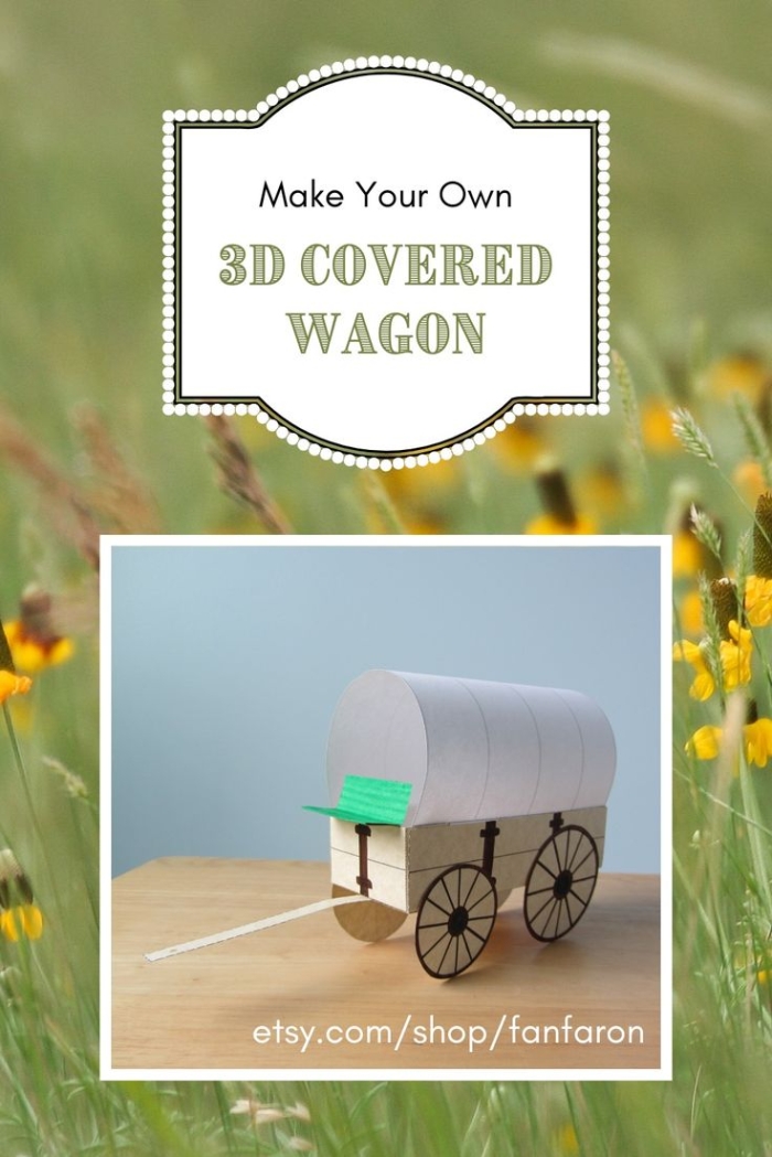 Make a Covered Wagon! worksheet for second graders to explore and create Colorful worksheet for building a paper covered wagon in geometry class