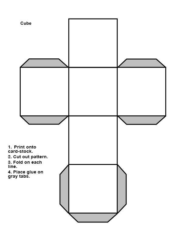 A printable 2D net of a cube for second grade geometry project 23