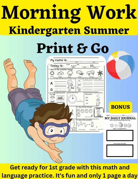 Students engaged with the Read and Review: Summer Vacation worksheet about the Bradley family's adventures. Image showcasing a second-grade geometry activity focused on summer experiences.
