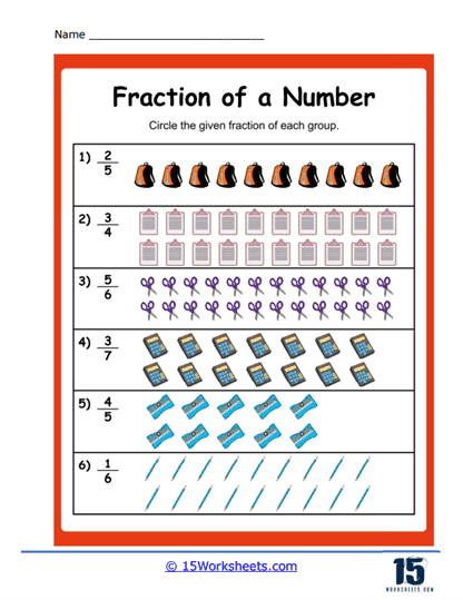 Fraction Practice Find 1/2 Worksheet Number 12 Second grade math worksheet featuring a variety of objects to circle for practicing the fraction one half