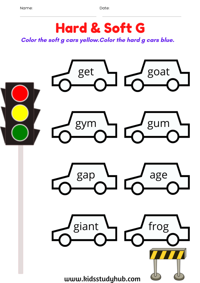 Educational image of a Hard and Soft C worksheet for early reading skills Second grade worksheet showing students sorting words with hard "c" and soft "c" sounds