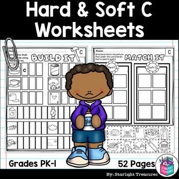 Hard and Soft C Consonant Sounds Worksheet for Grade 2 Students. Worksheet for second graders sorting hard and soft "c" sounds, featuring cookies and celery.
