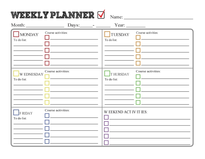 Weekly planner for kids to manage homework and activities effectively Homework Planner worksheet designed for second graders to organize their weekly tasks