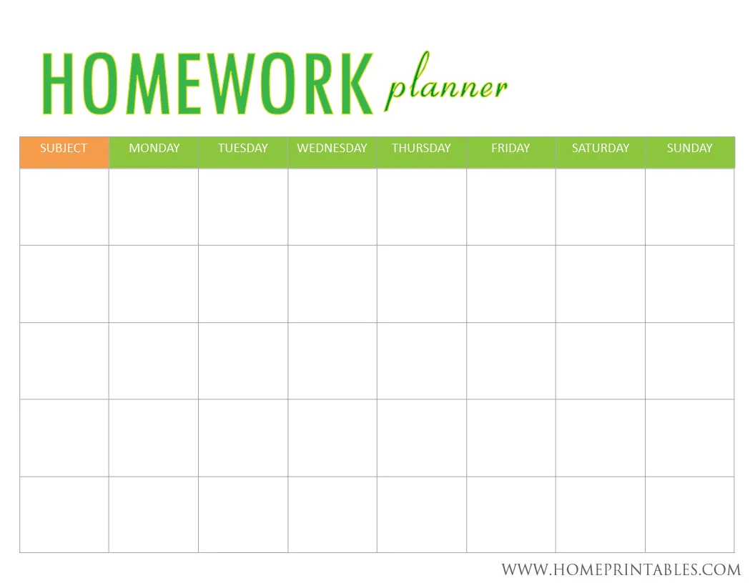 Weekly planner image to assist busy kids with organization as school begins Homework Planner worksheet for second graders to manage their tasks efficiently