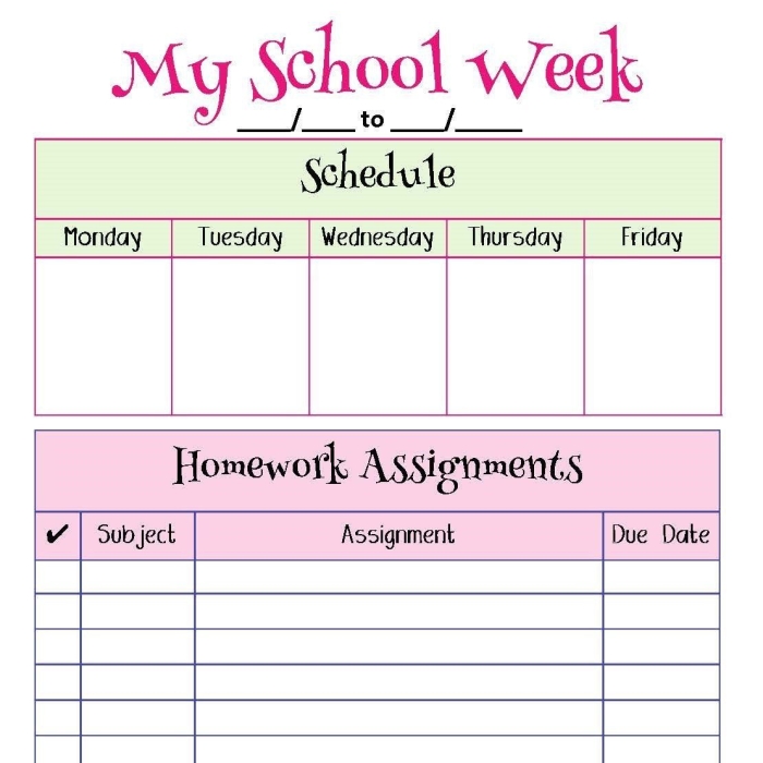 Weekly homework planner for organized students preparing for back to school Homework planner worksheet for second graders to manage their tasks and schedules