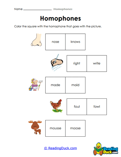 Worksheet featuring Simone seeking help with homophones