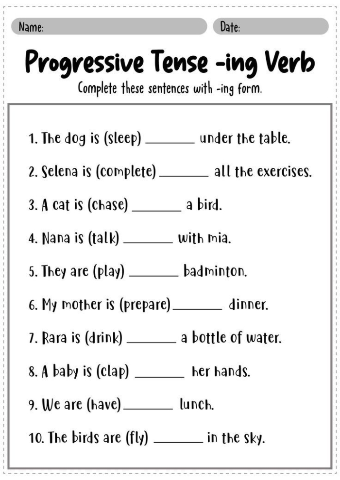 Adding ing to verbs present progressive tense worksheet 23 Second grade phonics worksheet for practicing verbs with ing endings
