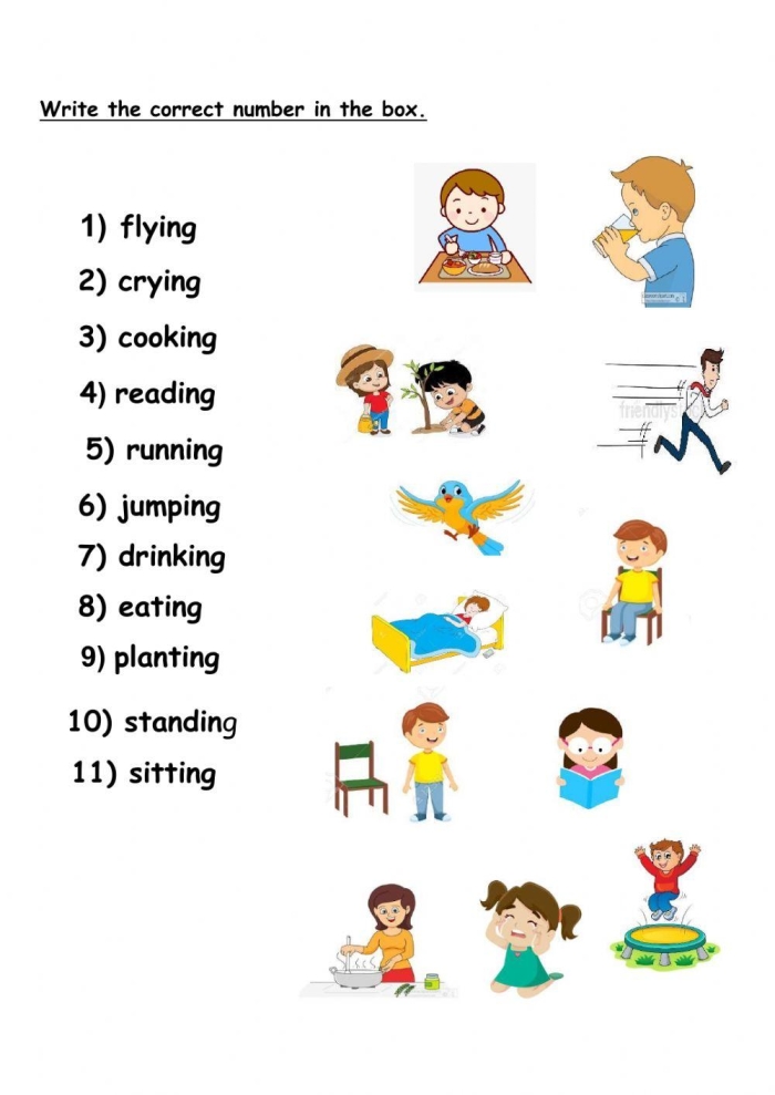 Verbs with ing Ending Worksheet Image 6 for Elementary Phonics Instruction Second grade student completing sentences by adding ing to action verbs for present progressive tense practice