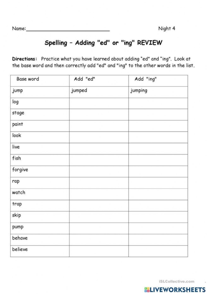 Verbs with -ing Worksheet 15: Present Progressive Tense Activity for Young Learners Second grade student completing sentences by adding -ing to action verbs for present progressive tense practice