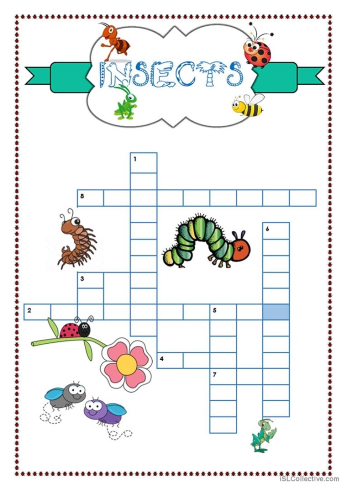 Springtime Insects Crossword Worksheet for Second Grade Science Second grade insect crossword puzzle worksheet for spring life science