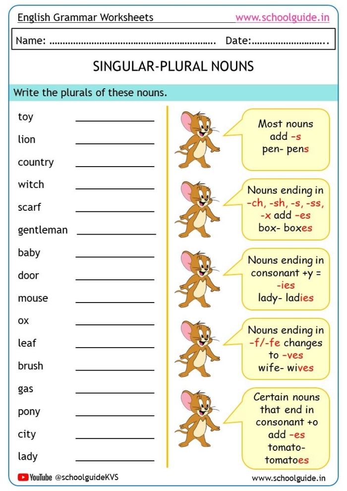 Worksheet for identifying irregular plural nouns in Earth and Space Science