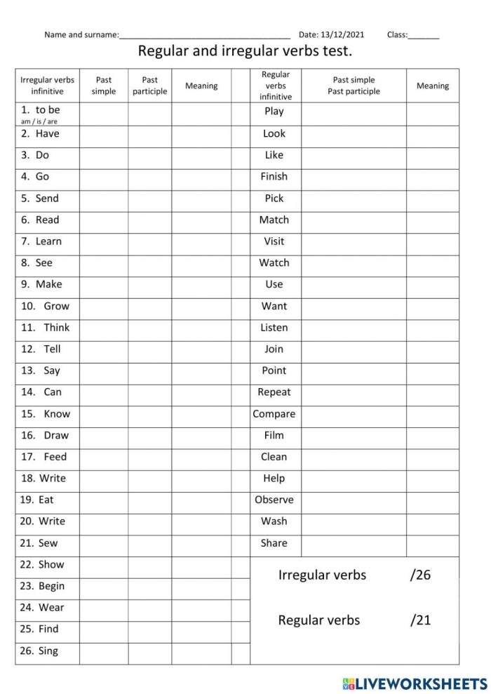 Second grade grammar worksheet showing irregular plural nouns like tooth to teeth and baby to babies for assessment practice