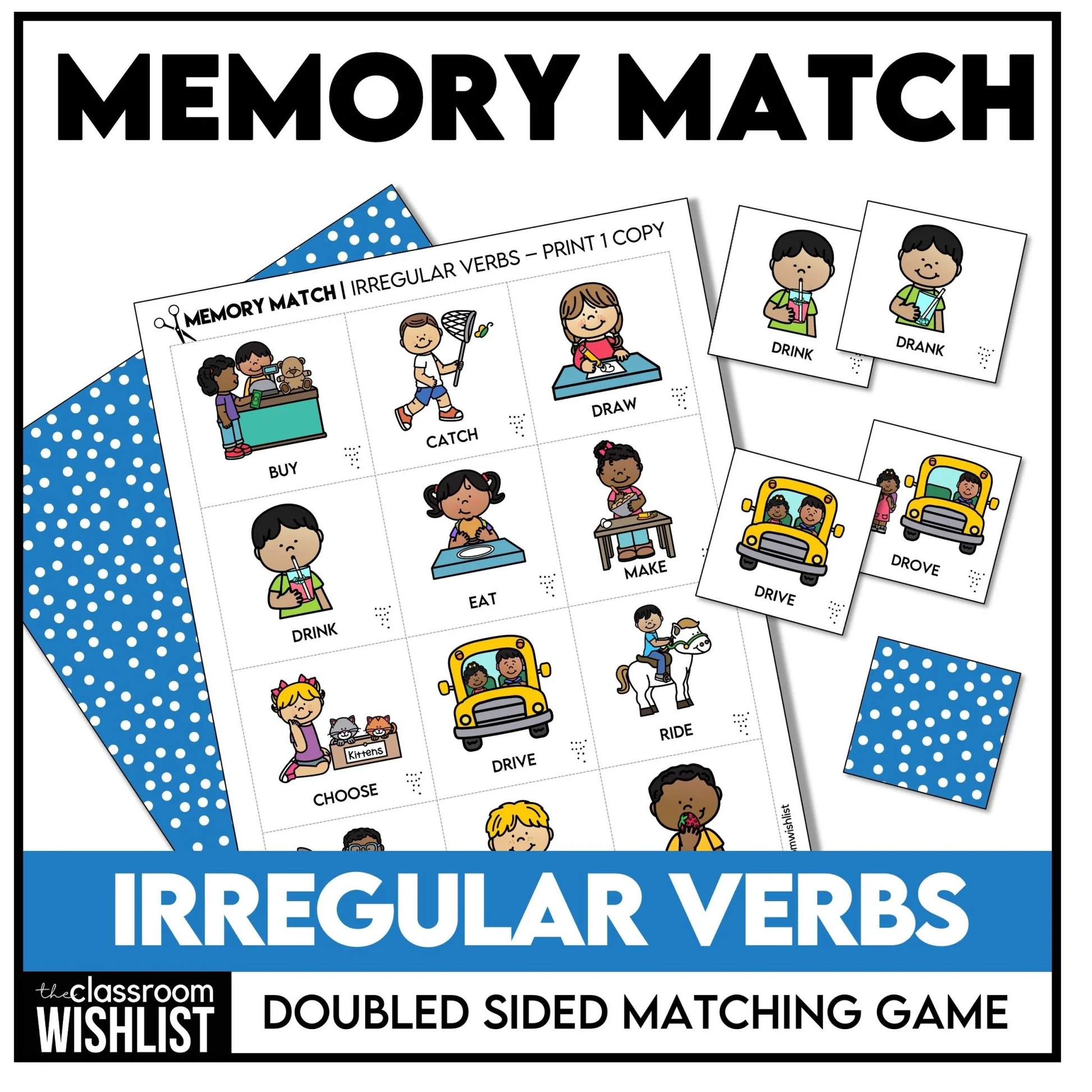 Second grade students matching present and past tense irregular verbs on a worksheet