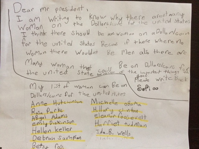 Second grade student writing a letter to the president fill in the blanks activity